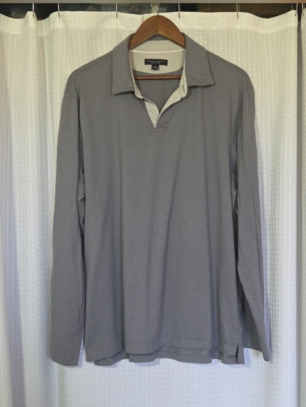 Banana Republic Pima Cotton Men Long Sleeve Polo Shirt  Gray Size XL